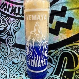 Maya Blue and Cream Candle